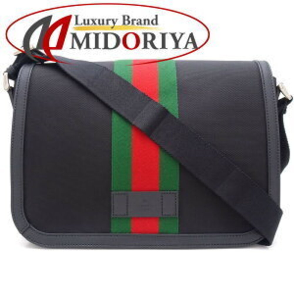 Gucci Shoulder Bag Crossbody Sherry Canvas Leather Black Red Green